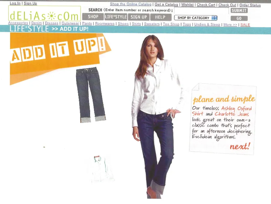 “Add It Up!” page: a white shirt with cuffed jeans, and the pieces that make the look