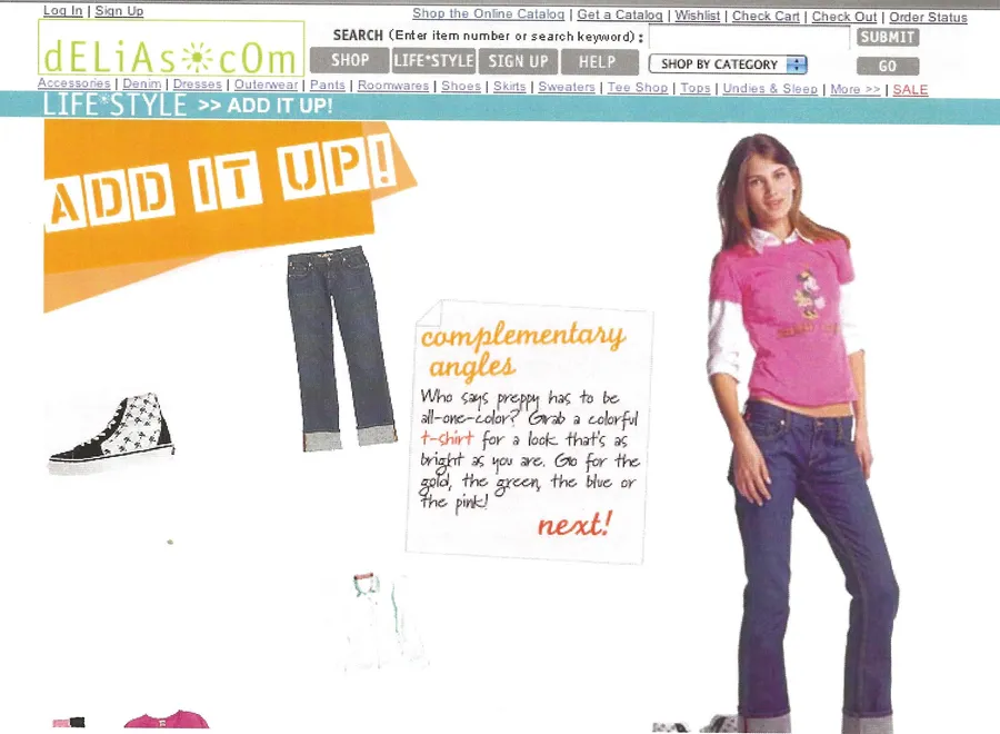 “Add It Up!” page: a pink top with jeans, and the pieces that make the look