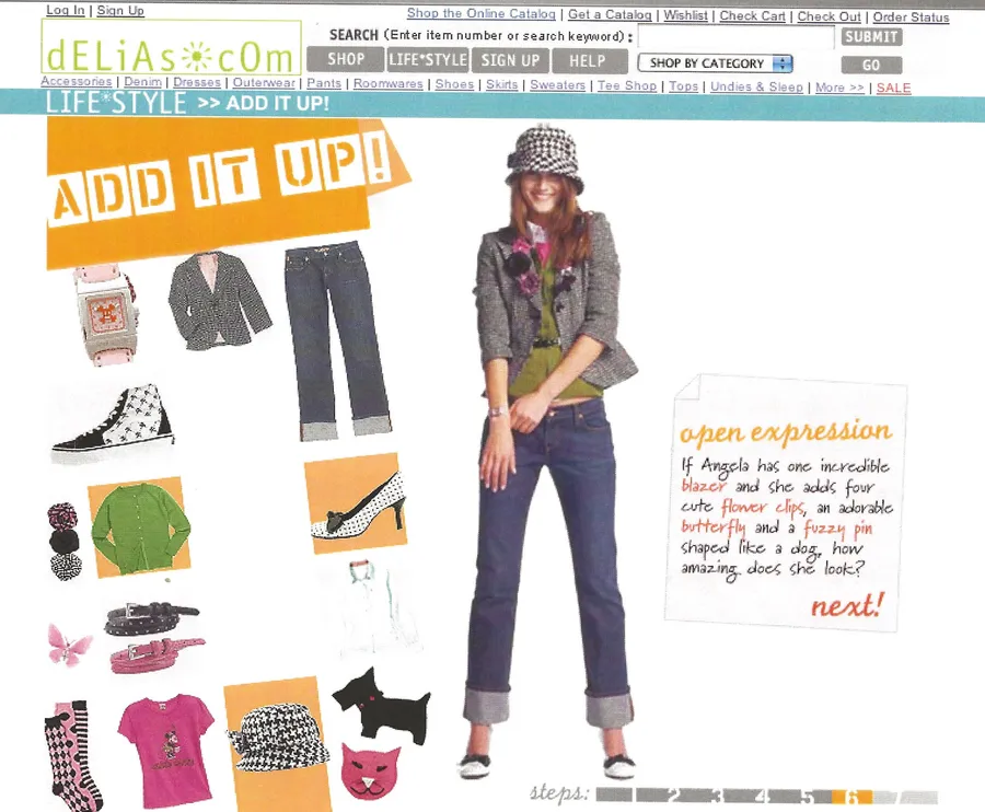 “Add It Up!” page: a layered look with a scarf, and the pieces that make the look
